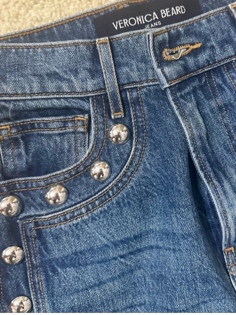 VERONICA BEARD Dylan Studded High Rise Ankle Jeans | Size 25 | NWT - Picture 7 of 10